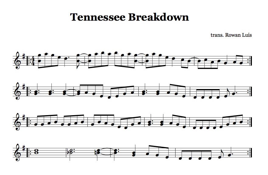 Tennessee Breakdown Fiddle Tune Sheet Music